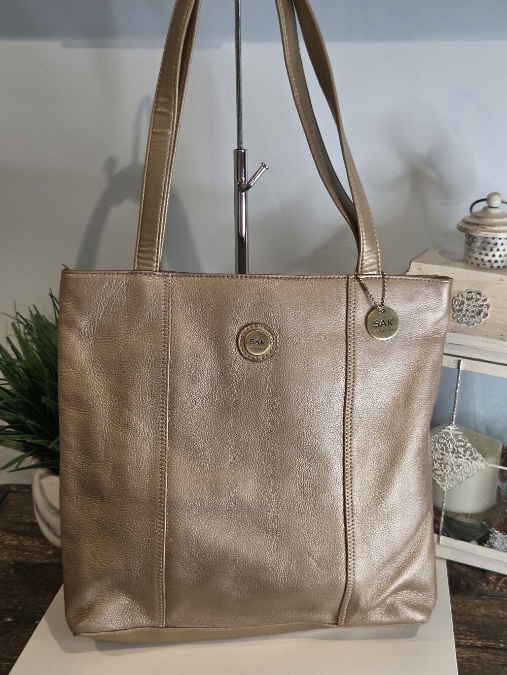 The Sak Metallic Gold Leather Tote Bag